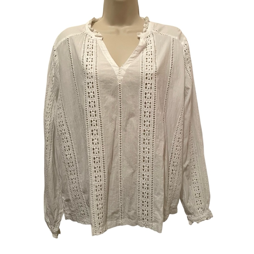 Any Body White Eyelet Lace Top Women’s Medium Feminine Boho 100% Cotton Sz Small